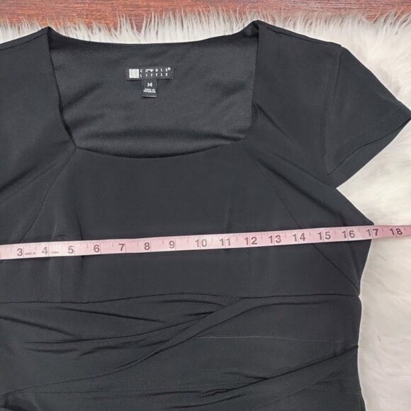 Carole Little Black Mother of The Bride Bodycon Tiered Square Neck Dress Size 14 - Picture 8 of 11